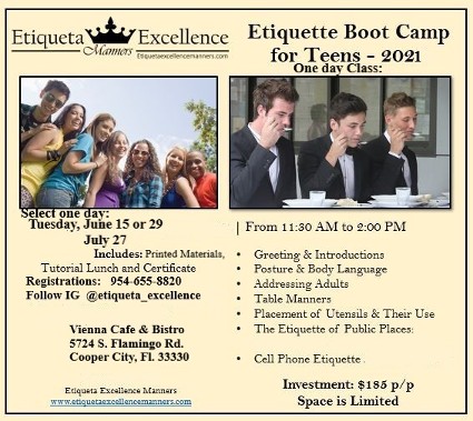 Teen Etiquette BootCamp Teen Etiquette BootCamp